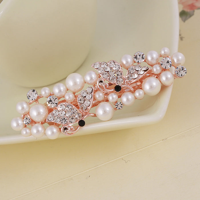 Wholesale Hair Clips Alloy Rhinestone Small Butterfly Spring JDC-HC-MengP003