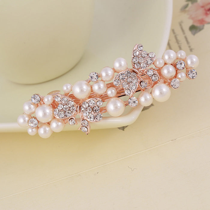 Wholesale Hair Clips Alloy Rhinestone Small Butterfly Spring JDC-HC-MengP003