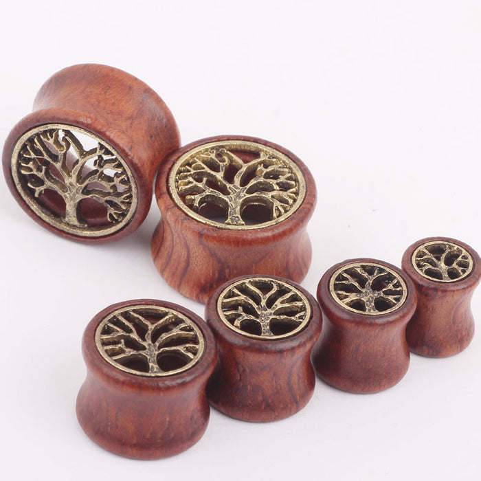 Wholesale Whole Life Tree Wood Ear Extensions Stud Earrings Piercing Jewelry JDC-ES-Fanp008