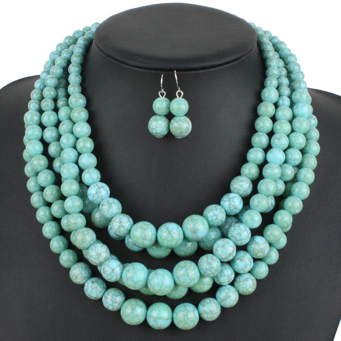 Wholesale Exaggerated Popular Jewelry Crack Beads Multilayer Necklace JDC-NE-TC292