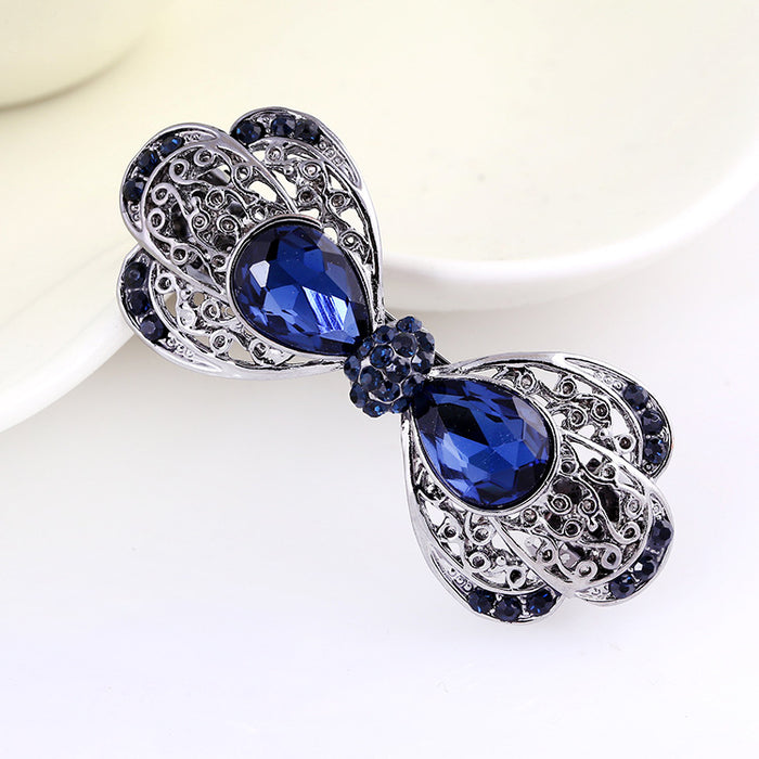 Wholesale Hair Clips Alloy Rhinestone Temperament Black Bow MOQ≥2 JDC-HC-MengP002