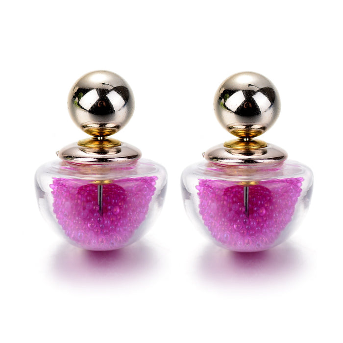 Wholesale Glass Double Sided Size Pearl Stud Earrings Candy Color MOQ≥12 JDC-ES-Songx027