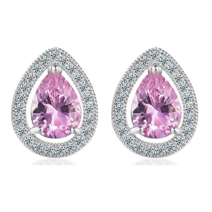 Jewelry WholesaleWholesale pink full diamond zircon water drop stud earrings JDC-ES-Mimeng042 Earrings 米萌 %variant_option1% %variant_option2% %variant_option3%  Factory Price JoyasDeChina Joyas De China