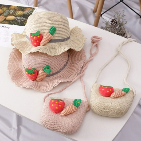 Jewelry WholesaleWholesale Children Straw Hat Beach Hat Bag Set JDC-FH-Weilan001 Fashionhat 微蓝 %variant_option1% %variant_option2% %variant_option3%  Factory Price JoyasDeChina Joyas De China