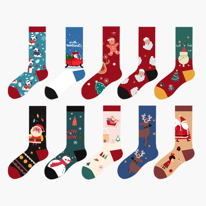 Wholesale socks christmas snowman cartoon tube socks autumn winter MOQ≥3 JDC-SK-JTeng001