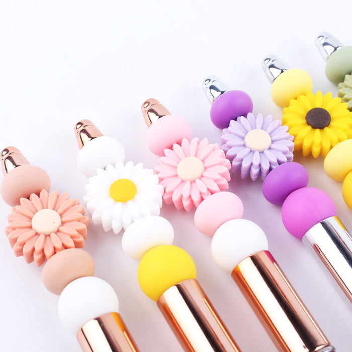 Wholesale Beadable Pens Handmade Daisy Silicone Beaded Ballpoint Pen JDC-BP-GuangTian003