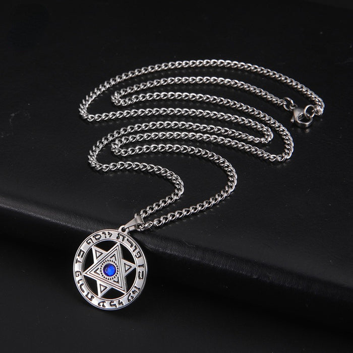 Wholesale Necklace Stainless Steel Blue Diamond Devil's Eye Pendant MOQ≥2 JDC-NE-Qiju006