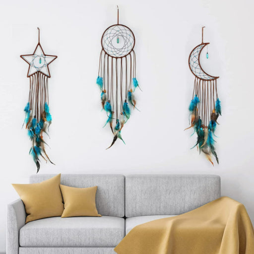 Jewelry WholesaleWholesale DIY Wind Chimes Star Moon Natural Stone Rope Feather Dreamcatcher JDC-DC-JYun001 Dreamcatcher 杰韵 %variant_option1% %variant_option2% %variant_option3%  Factory Price JoyasDeChina Joyas De China