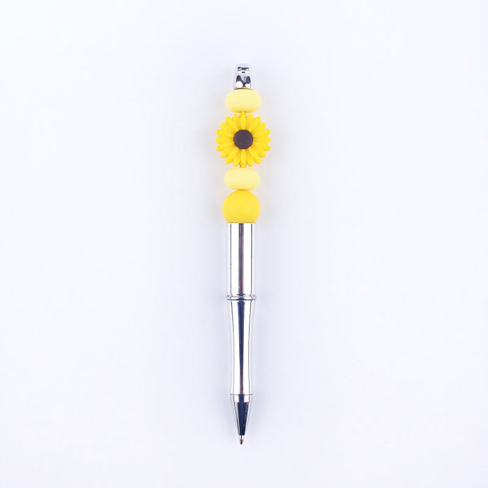 Wholesale Beadable Pens Handmade Daisy Silicone Beaded Ballpoint Pen JDC-BP-GuangTian003