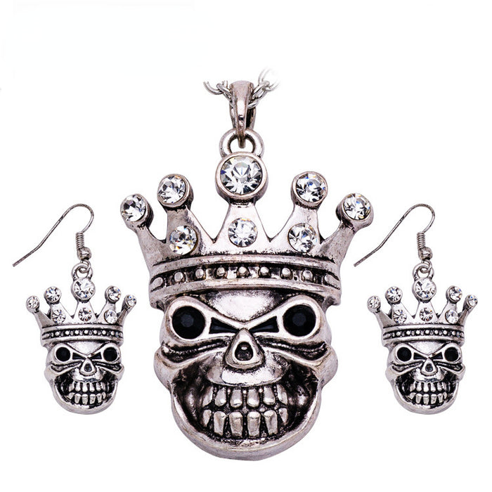 Wholesale Necklace Alloy Halloween Skull Necklace Earrings Jewelry Set MOQ≥3 JDC-NE-CAIYU001