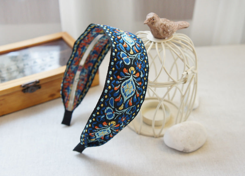 Jewelry WholesaleWholesale wholesale bohemian wide embroidered fabric hair band JDC-HD-Youp002 Headband 有派 %variant_option1% %variant_option2% %variant_option3%  Factory Price JoyasDeChina Joyas De China