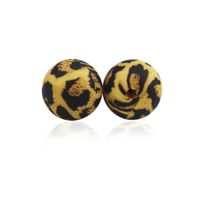 Wholesale 50PCS Colorful Leopard Print Silicone 15mm Beads JDC-BDS-Yumo007