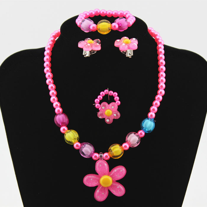 Wholesale Kids Resin Necklace Bracelet Set of Four MOQ≥3 JDC-NE-Shangd001