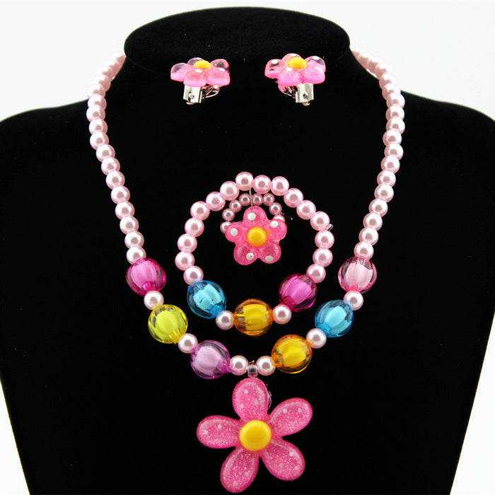 Wholesale Kids Resin Necklace Bracelet Set of Four MOQ≥3 JDC-NE-Shangd001