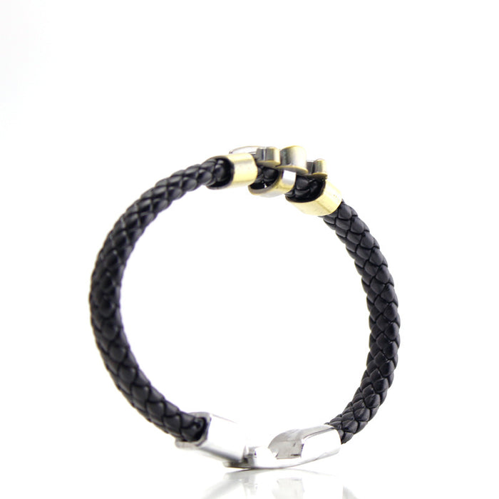 Wholesale Bracelet Braided Leather Zinc Alloy MOQ≥3 JDC-BT-QXue001