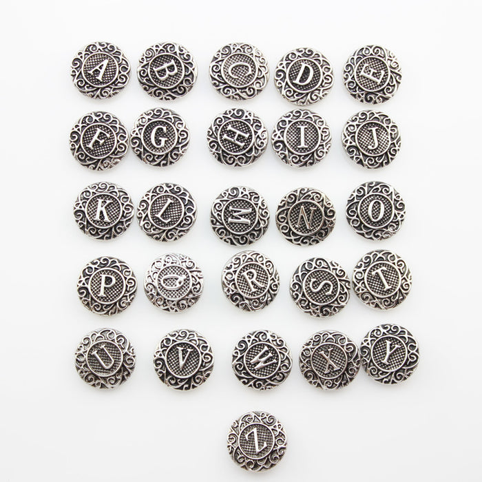 Jewelry WholesaleWholesale Random 18mm Glass 26 Letter Noosa DIY Snap Button Jewelry MOQ≥2 JDC-DIY-ShangC005 DIY 尚彩 %variant_option1% %variant_option2% %variant_option3%  Factory Price JoyasDeChina Joyas De China