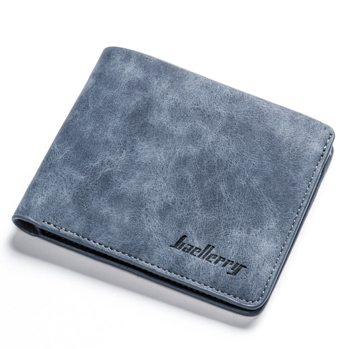 Wholesale Men's Wallet Short Retro Frosted Two Fold Vertical JDC-WT-Zhengxin010