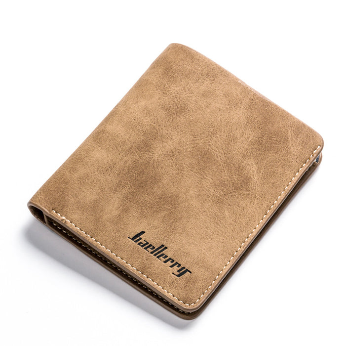 Wholesale Men's Wallet Short Retro Frosted Two Fold Vertical JDC-WT-Zhengxin010