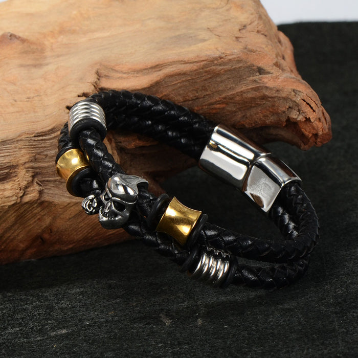 Wholesale Bracelet Titanium Steel Skull Braided Belt Men's Bracelet MOQ≥2 JDC-BT-HaiT004