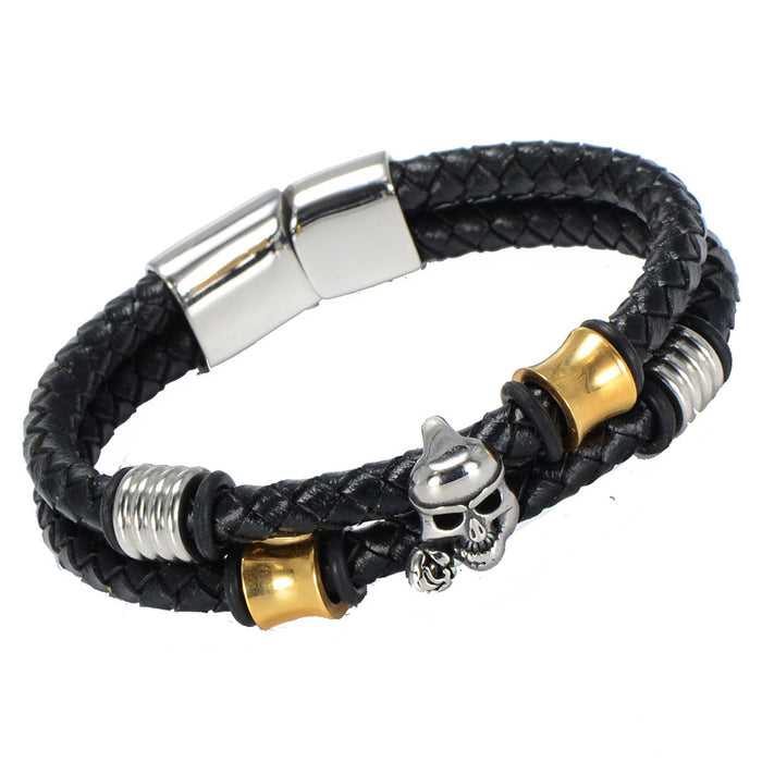 Wholesale Bracelet Titanium Steel Skull Braided Belt Men's Bracelet MOQ≥2 JDC-BT-HaiT004