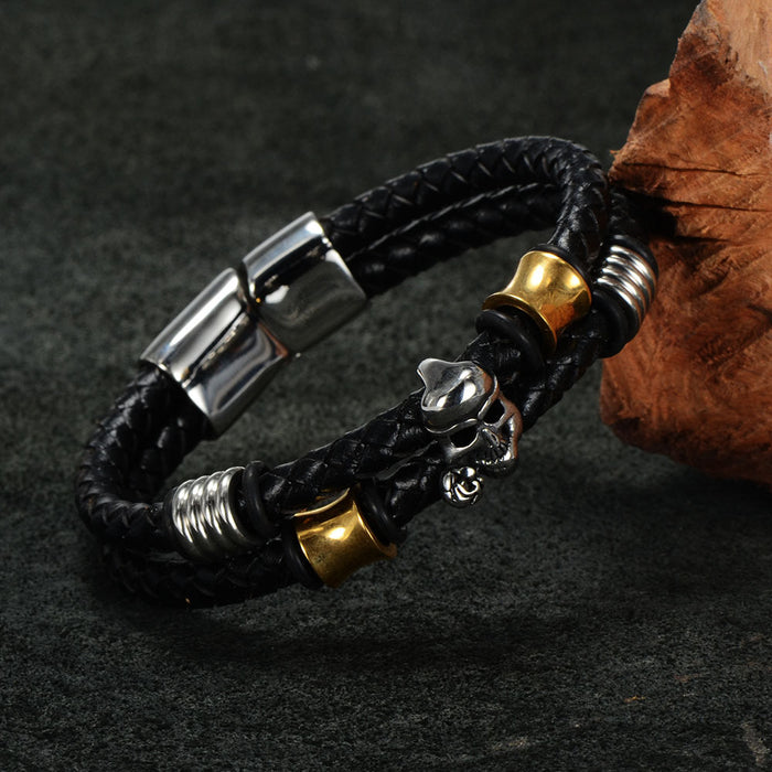 Wholesale Bracelet Titanium Steel Skull Braided Belt Men's Bracelet MOQ≥2 JDC-BT-HaiT004