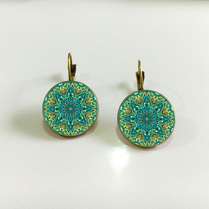 Wholesale Mandala Earrings Time Stone Ear Hooks MOQ≥2 JDC-ES-Fangt002