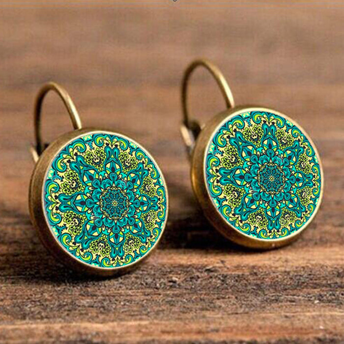 Wholesale Mandala Earrings Time Stone Ear Hooks MOQ≥2 JDC-ES-Fangt002