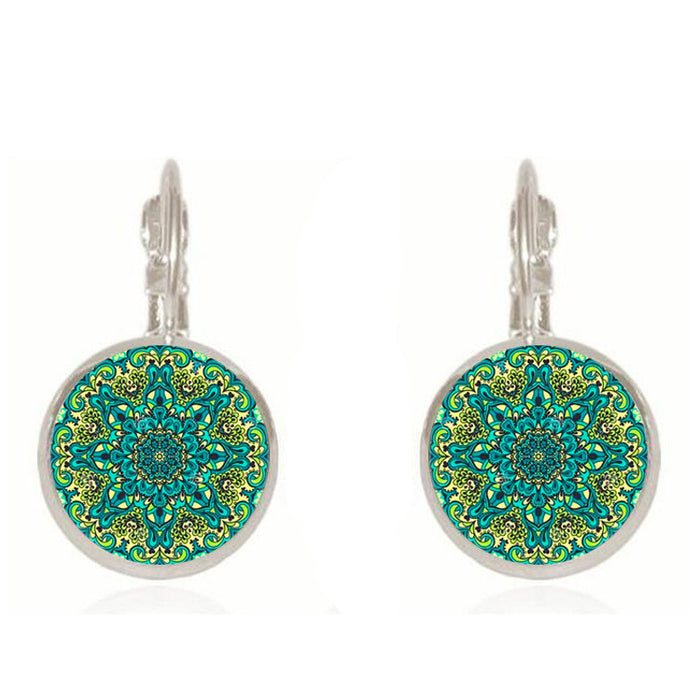 Wholesale Mandala Earrings Time Stone Ear Hooks MOQ≥2 JDC-ES-Fangt002