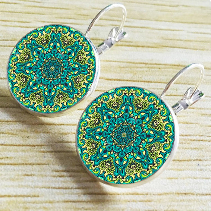 Wholesale Mandala Earrings Time Stone Ear Hooks MOQ≥2 JDC-ES-Fangt002