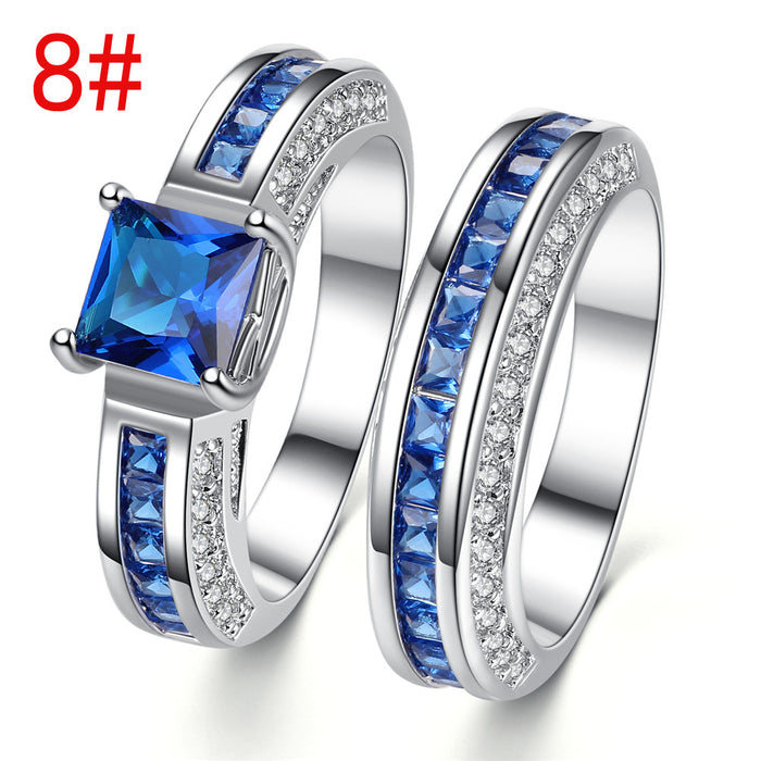 Jewelry WholesaleWholesale Copper Inlaid Zircon Couple Ring Set JDC-RS-MiMeng053 Rings 米萌 %variant_option1% %variant_option2% %variant_option3%  Factory Price JoyasDeChina Joyas De China