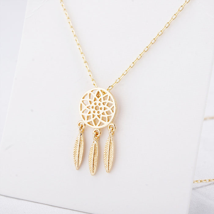 Jewelry WholesaleWholesale Tassel Metal Feather Alloy Dreamcatcher Necklace JDC-NE-ZXiao001 Necklaces 追笑 %variant_option1% %variant_option2% %variant_option3%  Factory Price JoyasDeChina Joyas De China