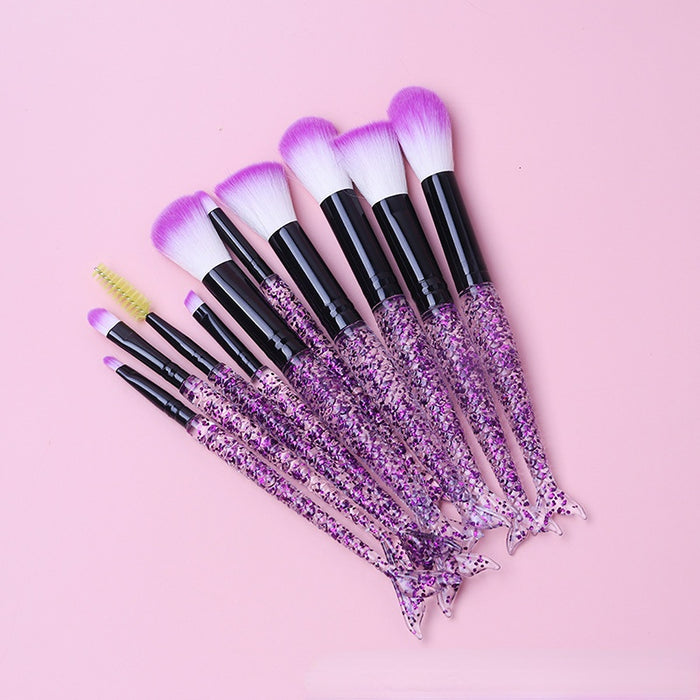 Wholesale Corrugated Silk Nylon Hair Glitter Mermaid Makeup Brush 10pcs/set JDC-MB-YiM006