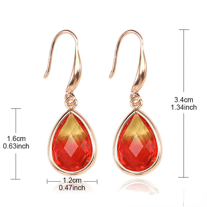 Wholesale Copper Crystal Glass Drop Shape Gradient Earrings MOQ≥2 JDC-ES-Zhongn017