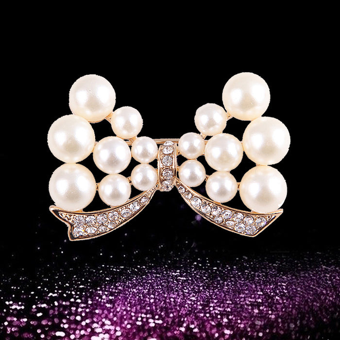 Wholesale Pearl Swan Rhinestone Flower Brooch JDC-BC-LanH002