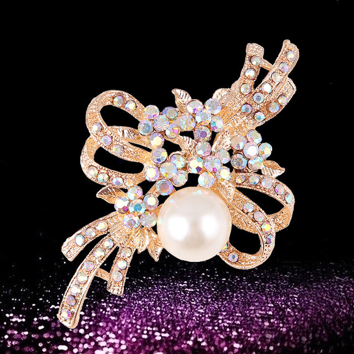 Wholesale Pearl Swan Rhinestone Flower Brooch JDC-BC-LanH002