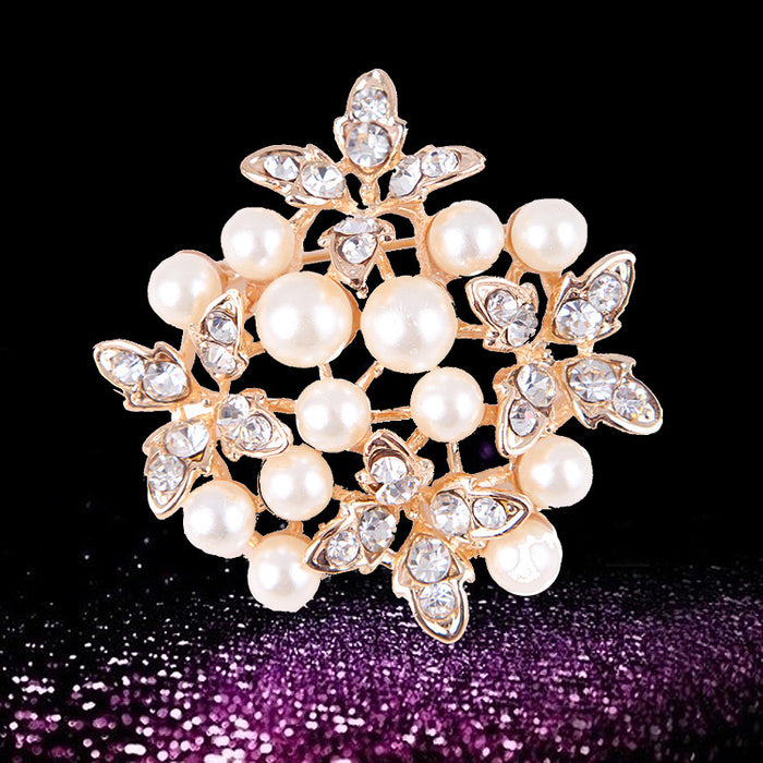 Wholesale Pearl Swan Rhinestone Flower Brooch JDC-BC-LanH002