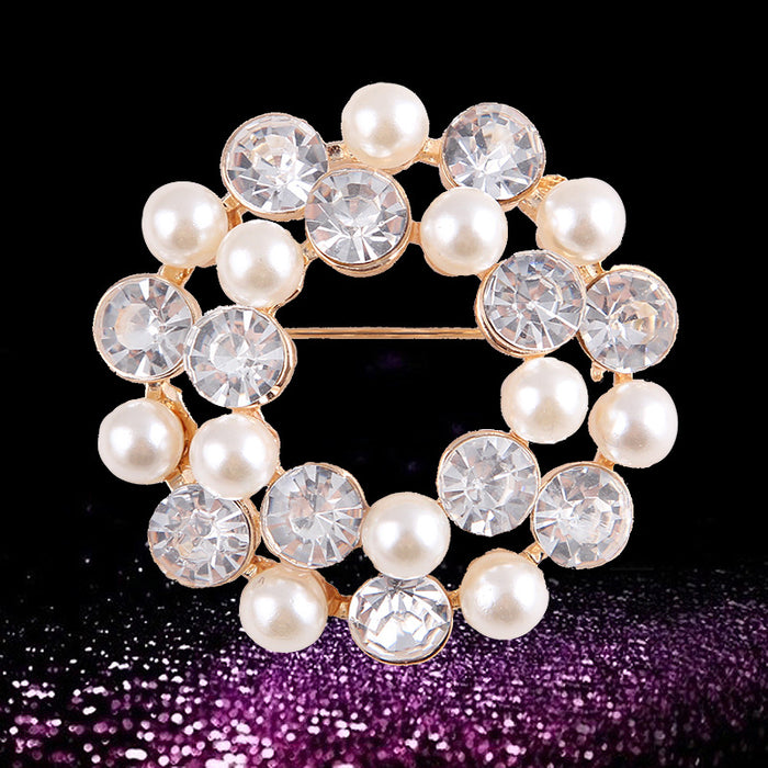 Wholesale Pearl Swan Rhinestone Flower Brooch JDC-BC-LanH002