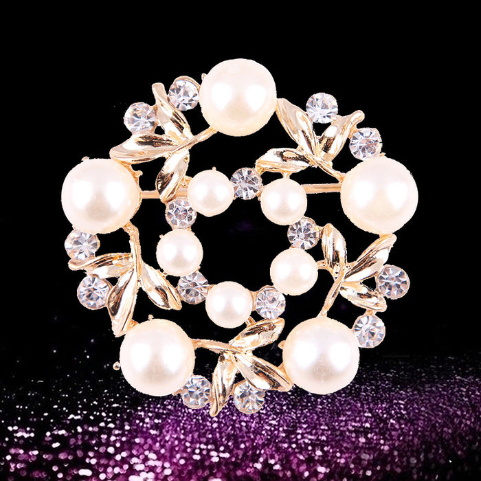 Wholesale Pearl Swan Rhinestone Flower Brooch JDC-BC-LanH002