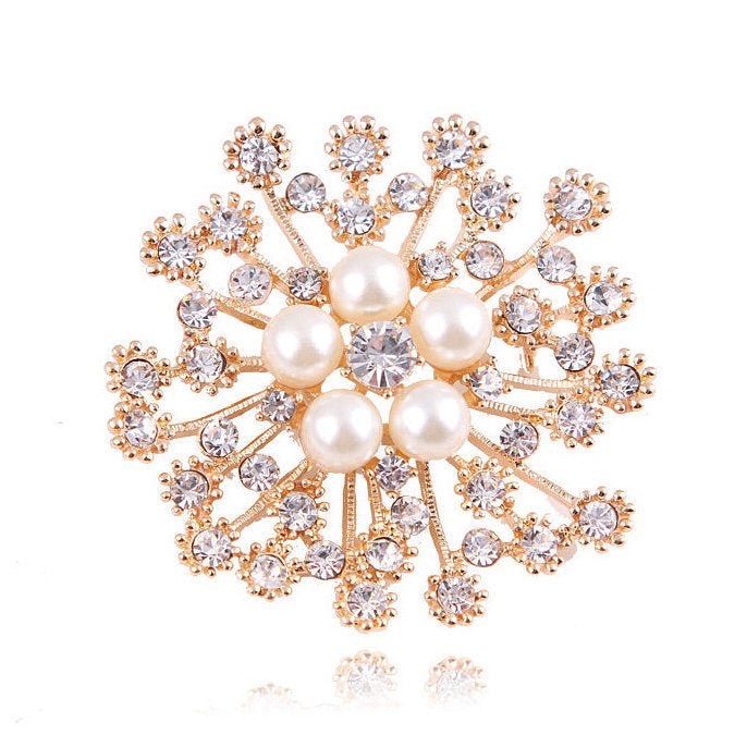 Wholesale Pearl Swan Rhinestone Flower Brooch JDC-BC-LanH002