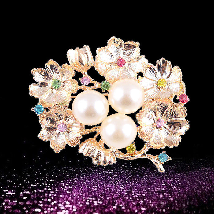 Wholesale Pearl Swan Rhinestone Flower Brooch JDC-BC-LanH002