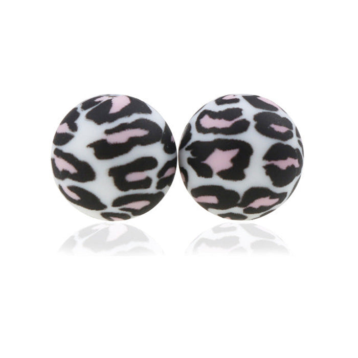 Wholesale 50PCS Colorful Leopard Print Silicone 15mm Beads JDC-BDS-Yumo007