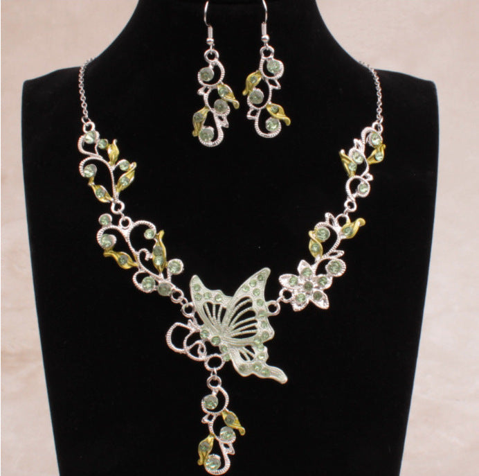 Wholesale Butterfly Alloy Necklace Earrings Set JDC-NE-LvXin001