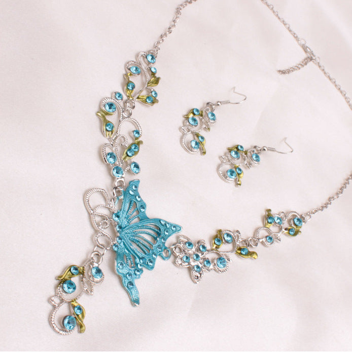 Wholesale Butterfly Alloy Necklace Earrings Set JDC-NE-LvXin001