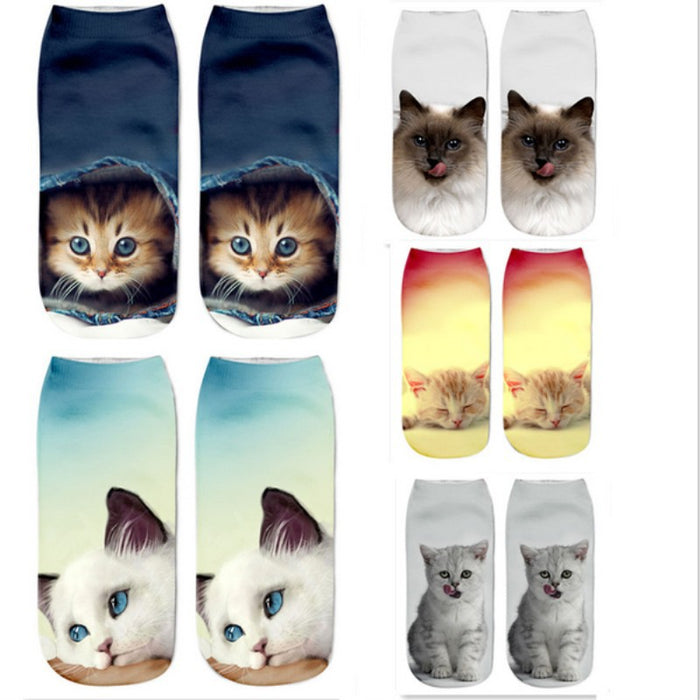 Wholesale cartoon three-dimensional socks animal cat 3D printing MOQ≥12 JDC-SK-BaoS001