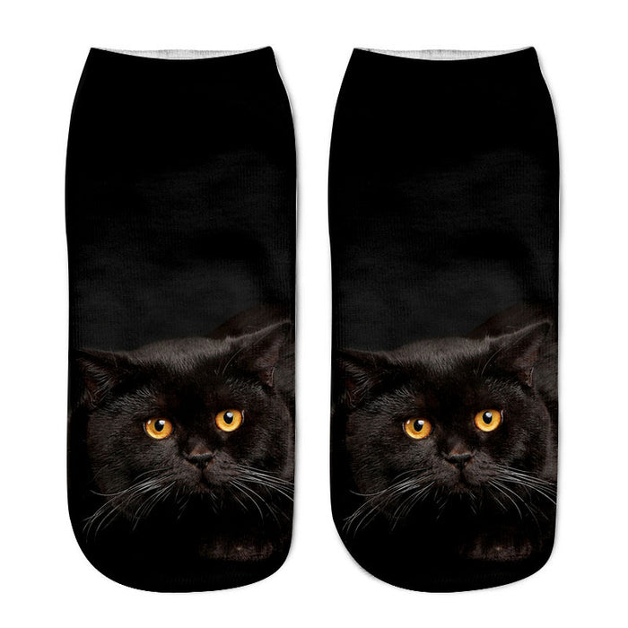 Wholesale cartoon three-dimensional socks animal cat 3D printing MOQ≥12 JDC-SK-BaoS001