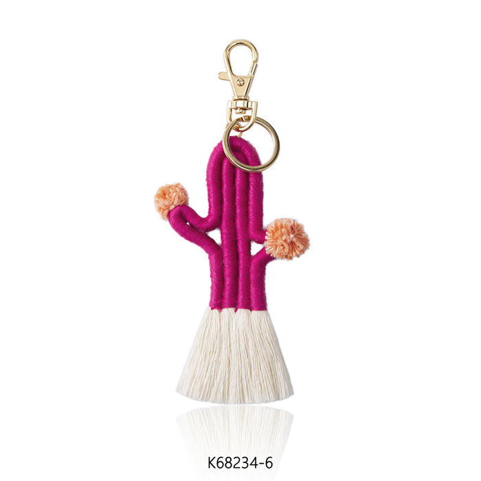 Wholesale hand woven Bohemian cactus keychain MOQ≥2 JDC-KC-JM008