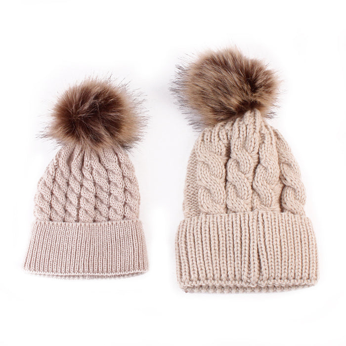 Wholesale Hat Cotton Striped Autumn and Winter Parent-child Knitted Hat MOQ≥2 JDC-FH-MY006