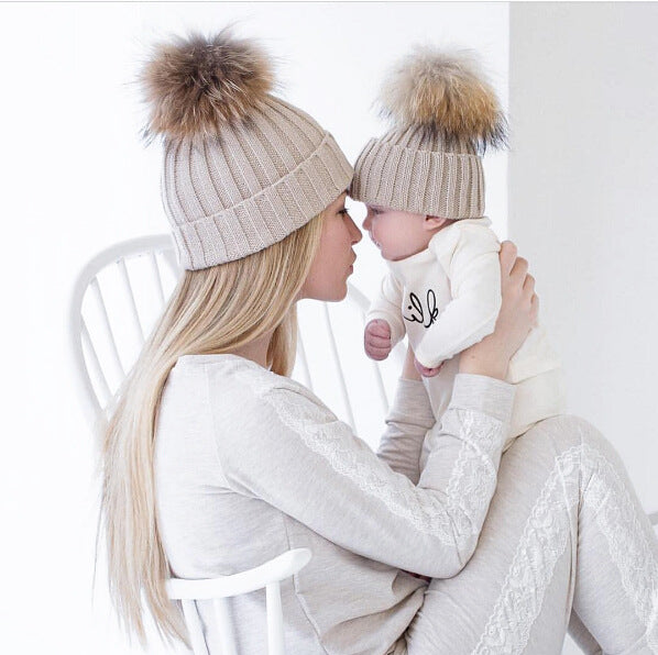 Wholesale Hat Cotton Striped Autumn and Winter Parent-child Knitted Hat MOQ≥2 JDC-FH-MY006