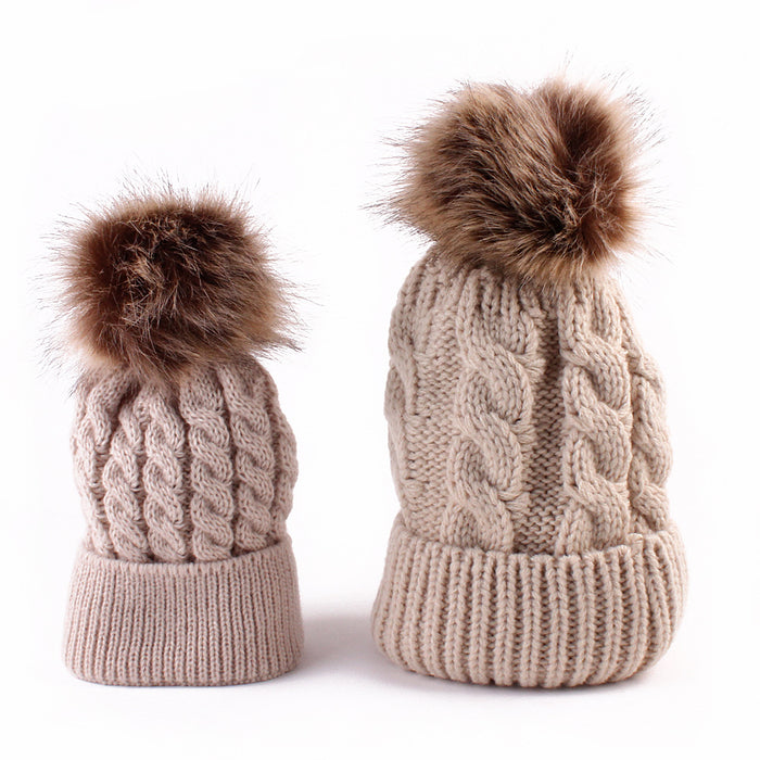 Wholesale Hat Cotton Striped Autumn and Winter Parent-child Knitted Hat MOQ≥2 JDC-FH-MY006