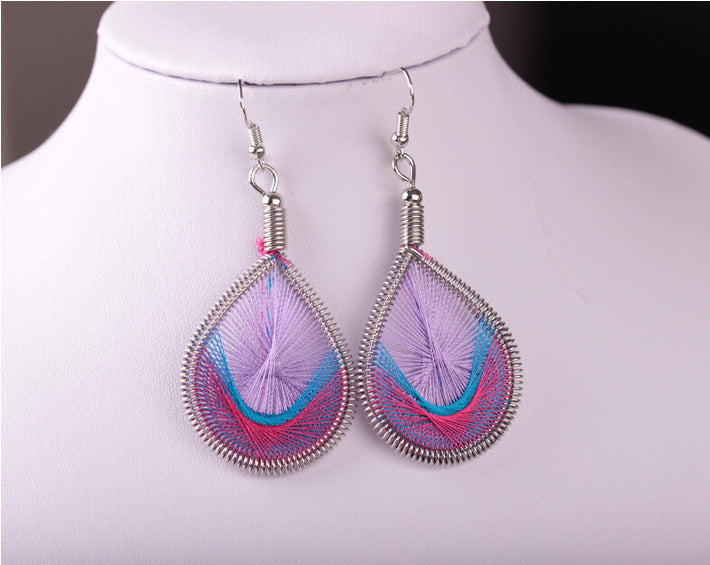 Wholesale Blue Handwoven Ethnic Earrings MOQ≥3 JDC-ES-dir003